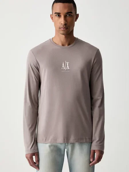 Tricou cu mânecă lungă Armani Exchange bej