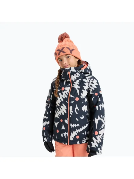Geacă de snowboard pentru copii ROXY Free Jet true black/big flower negru