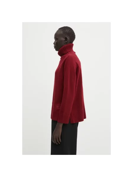 Maison Kitsuné sweter wełniany Merino Wool Comfort Turtleneck bordowy z golfem czerwony