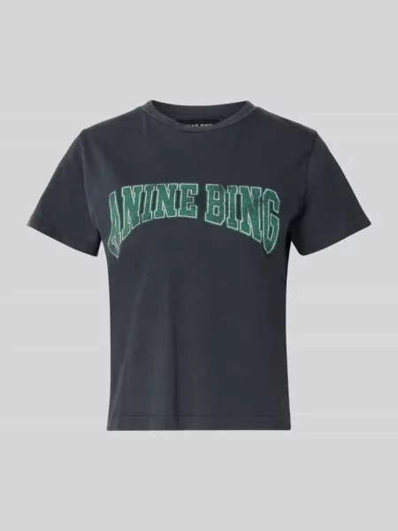 T-shirt o kroju regular fit z czystej bawełny Anine Bing czarna