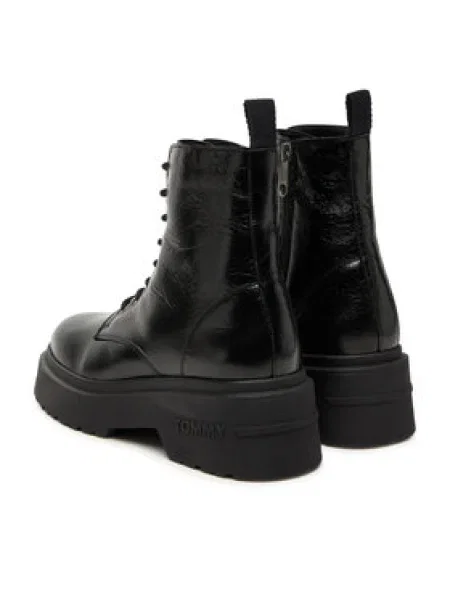 Tommy Jeans Členková obuv Tjw Chunky Shiny čierna