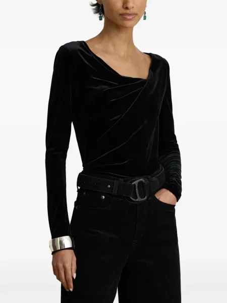 Lung top Lauren Ralph Lauren drapat negru