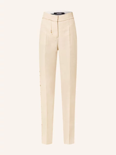 Jacquemus Spodnie Le Pantalon Tibau Brode Z Lnem weiss