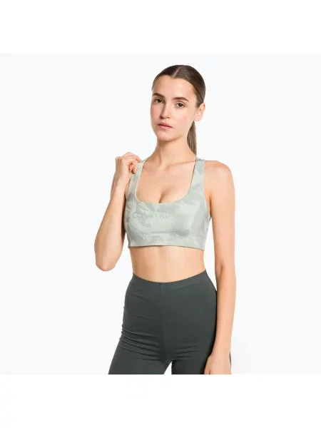 Fitness podprsenka Calvin Klein Medium Support digital rockform aop šedá