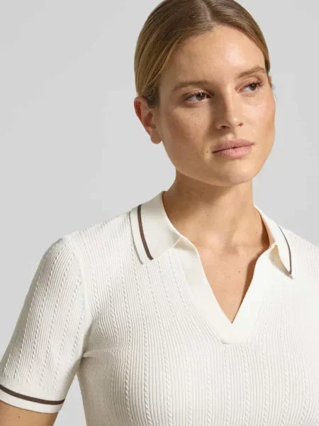 Armani Exchange Dzianinowa Koszulka Polo weiss beżowa