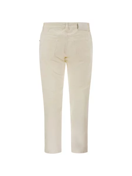 Pantaloni Pt Torino de catifea cord alb