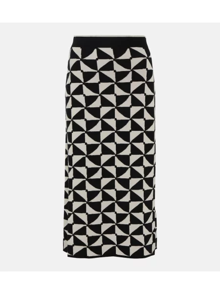 Fustă midi 's Max Mara cu talie înaltă de lână până la genunchi gri