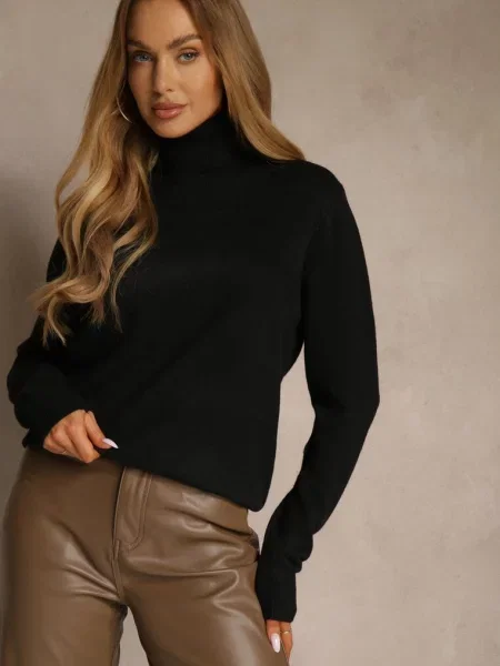 Casualowy Golf z Bawełną i Wełną Reillisa czarny