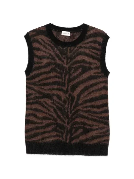 Vestă P.a.r.o.s.h. tricotate cu model zebră maro