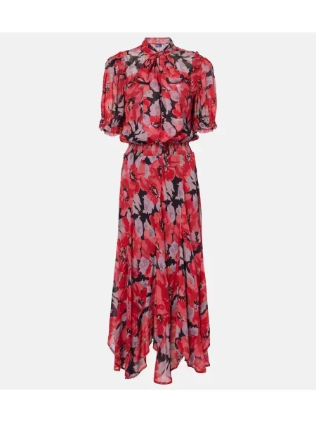 Rochie midi Polo Ralph Lauren cu model floral până la genunchi de costum roșu