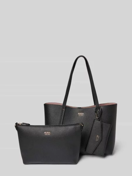 Torba tote z imitacji skóry model ‘Brenton’ Guess czarna