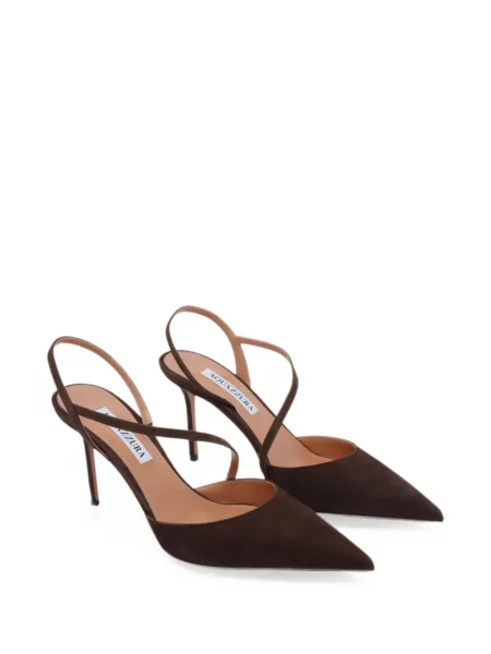 Pantofi cu toc Aquazzura din piele de căprioară maro