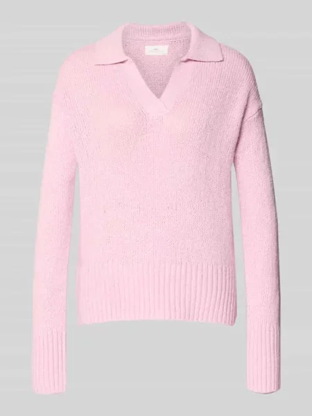 Sweter z dzianiny z dekoltem w serek Fynch-hatton różowy