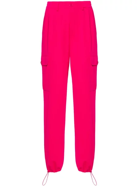 Pantaloni cargo Twinset din crep roz