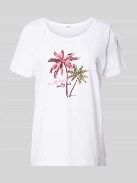 Męski t-shirt o kroju regular fit z czystej bawełny S.oliver Red Label biała