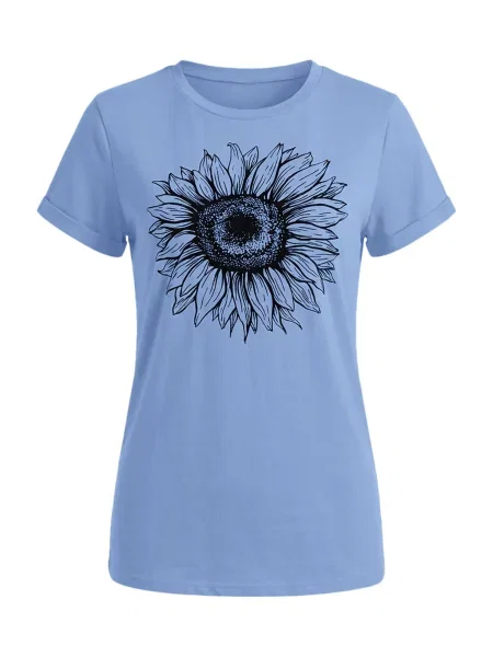 Imily Bela Tricou albastru deschis negru