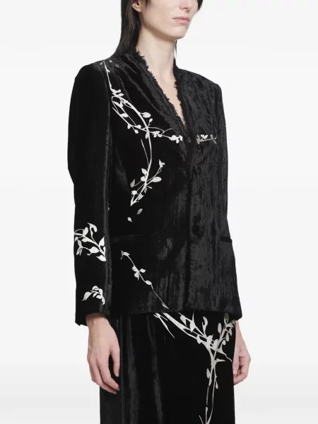 Sacou Ya Yi de catifea cu model floral negru