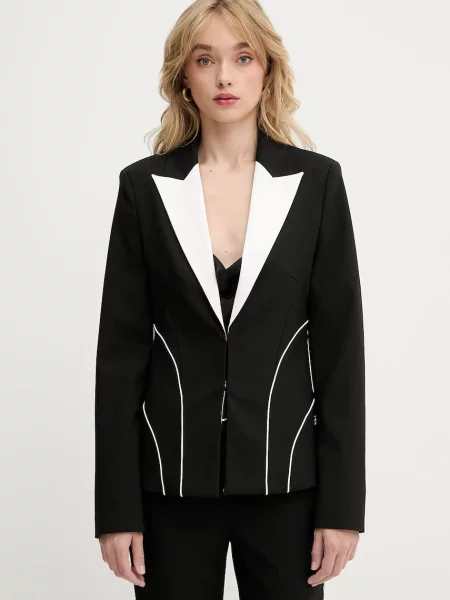 Karl Lagerfeld sacou din lână un singur rand de cu imprimeu negru