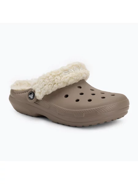 Crocs kapcie Classic Fleece Lined Clog brązowe