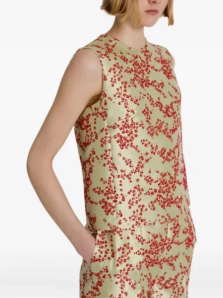 Top Alberta Ferretti fără mâneci cu model floral cu imagine verde