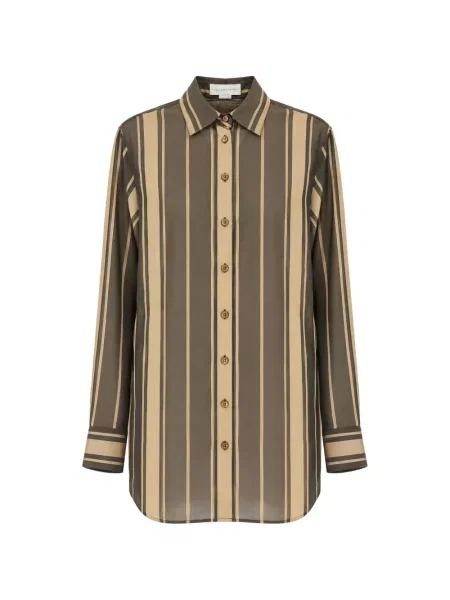 Lung cămașă Stella Mccartney cu dungi maro
