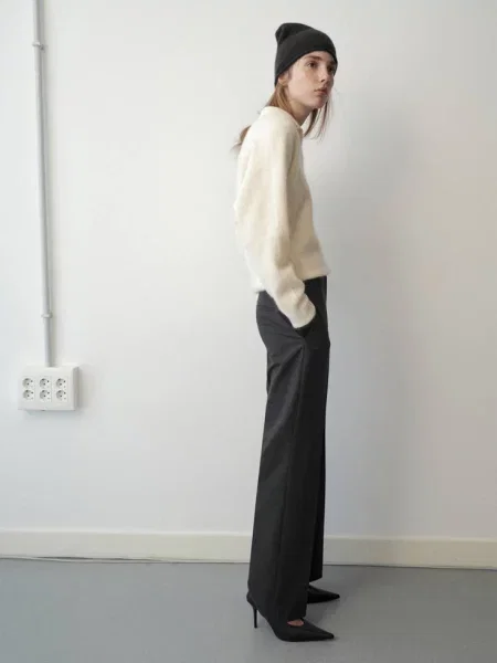 Sweter z kołnierzykiem polo wełna pastelowy Kobieta XL MANGO żółty
