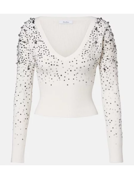 Pulover Max Mara de lână alb