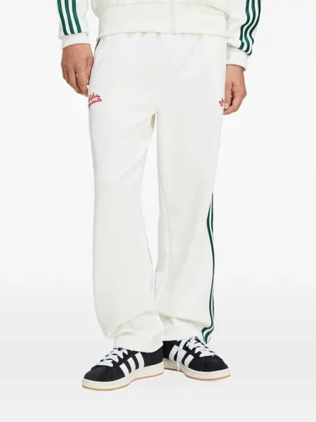 Decupat pantaloni Adidas tricotate clasici alb