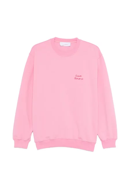 Hanorac crewneck Giada Benincasa cu decolteu rotund roz