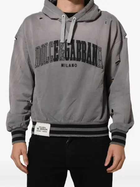 Mikina s kapucňou Dolce & Gabbana sivá