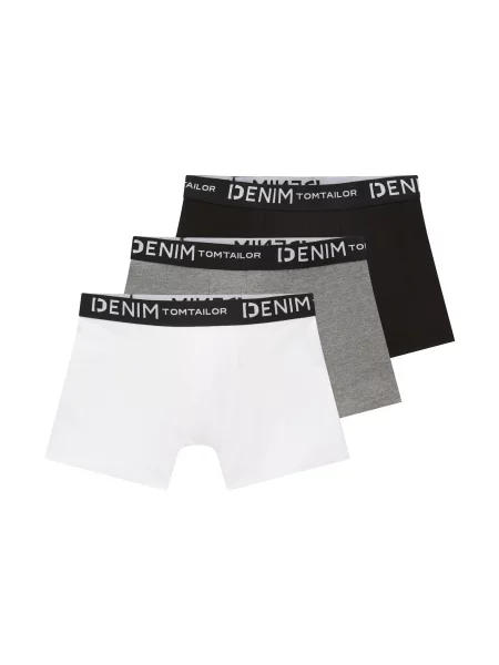 TOM TAILOR DENIM Boksarice siva / črna bela