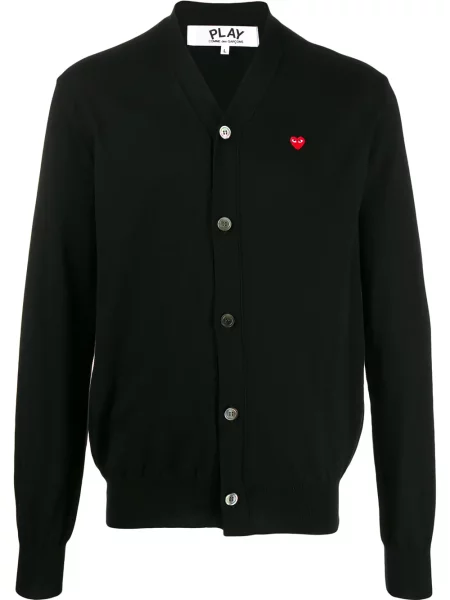 Cardigan Comme Des Garcons Play cu decolteu în V cu motiv cu inimi negru