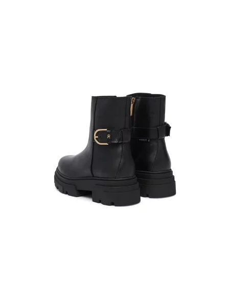 Tommy Hilfiger Bokacsizma Leather Chunky Th Buckled Boot fekete