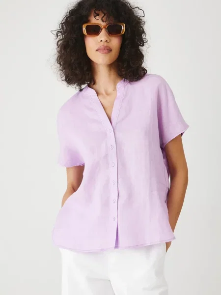 Льняна блузка Medicine однотонна фіолетовий