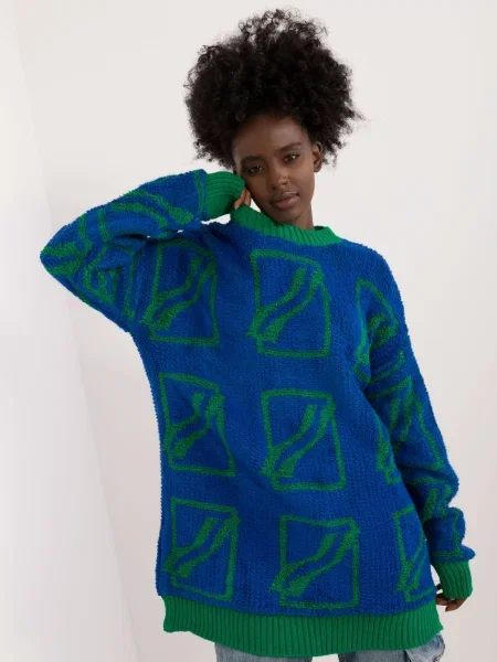 Pulover Fashionhunters lung albastru
