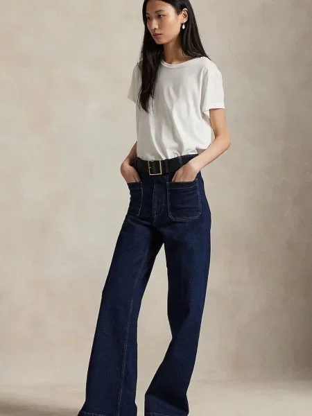 Дънки Polo Ralph Lauren с висока талия тъмносиньо