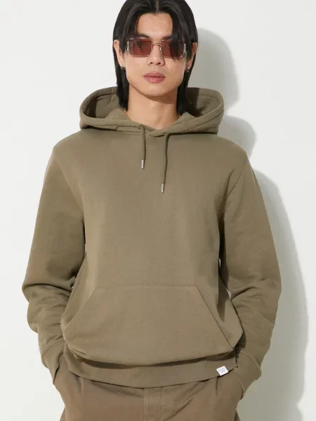Суичър с качулка Norse Projects с качулка зелено