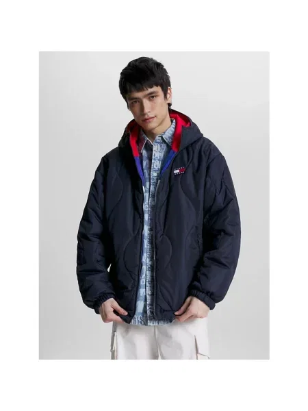 Pikowana kurtka jeansowa Tommy Hilfiger niebieska