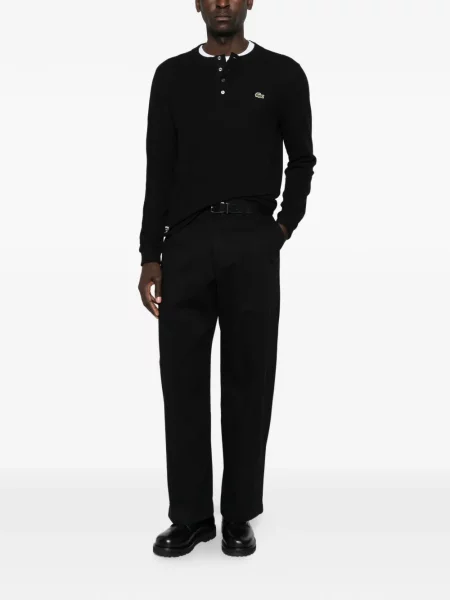 Lung tricou Lacoste cu autograf negru