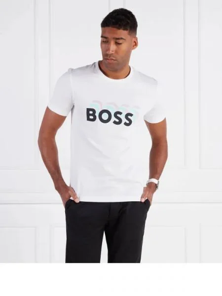 BOSS BLACK Tricou Tessler alb