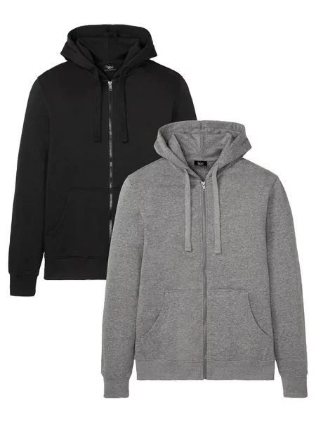 Bluza rozpinana z kapturem 2 szt. szara