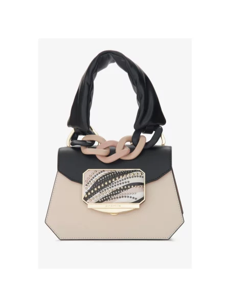 Сумка шкіряна чорно-бежева Cromia чорна