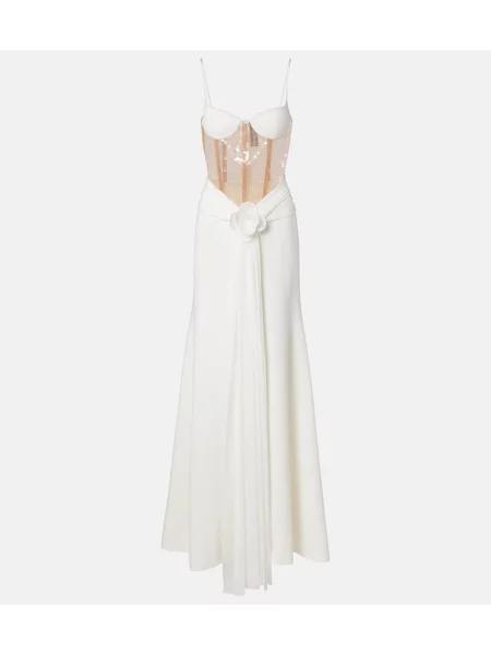 Rochie David Koma cu model floral alb