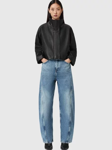 Džíny AllSaints CARTER medium waist modré