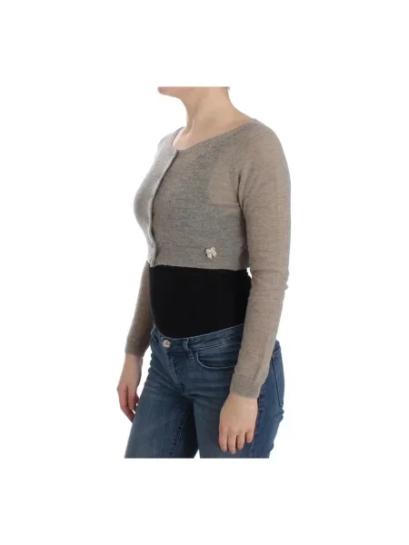 Krótki kardigan Ermanno Scervino elegancki beżowy