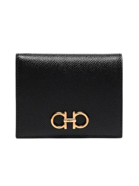 Portfel Salvatore Ferragamo skórzany z logo czarny