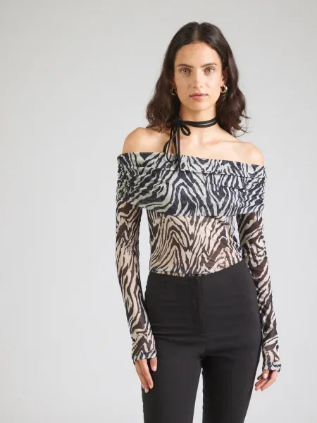 VERO MODA Póló VMFLORY fekete / természetes fehér
