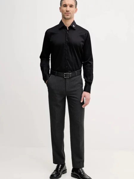 Сорочка Karl Lagerfeld regular з італійським коміром чорний