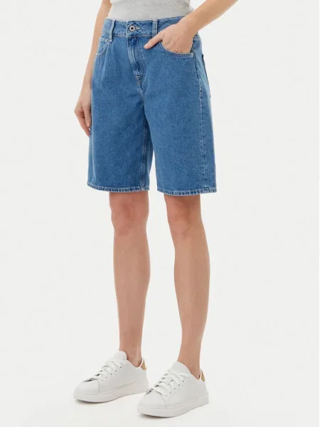 Pepe Jeans farmer rövidnadrág BERMUDA SHORT HW női sima magas derekú kék
