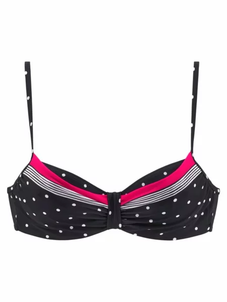 LASCANA Sutien costum de baie Monroe roz neon / negru alb